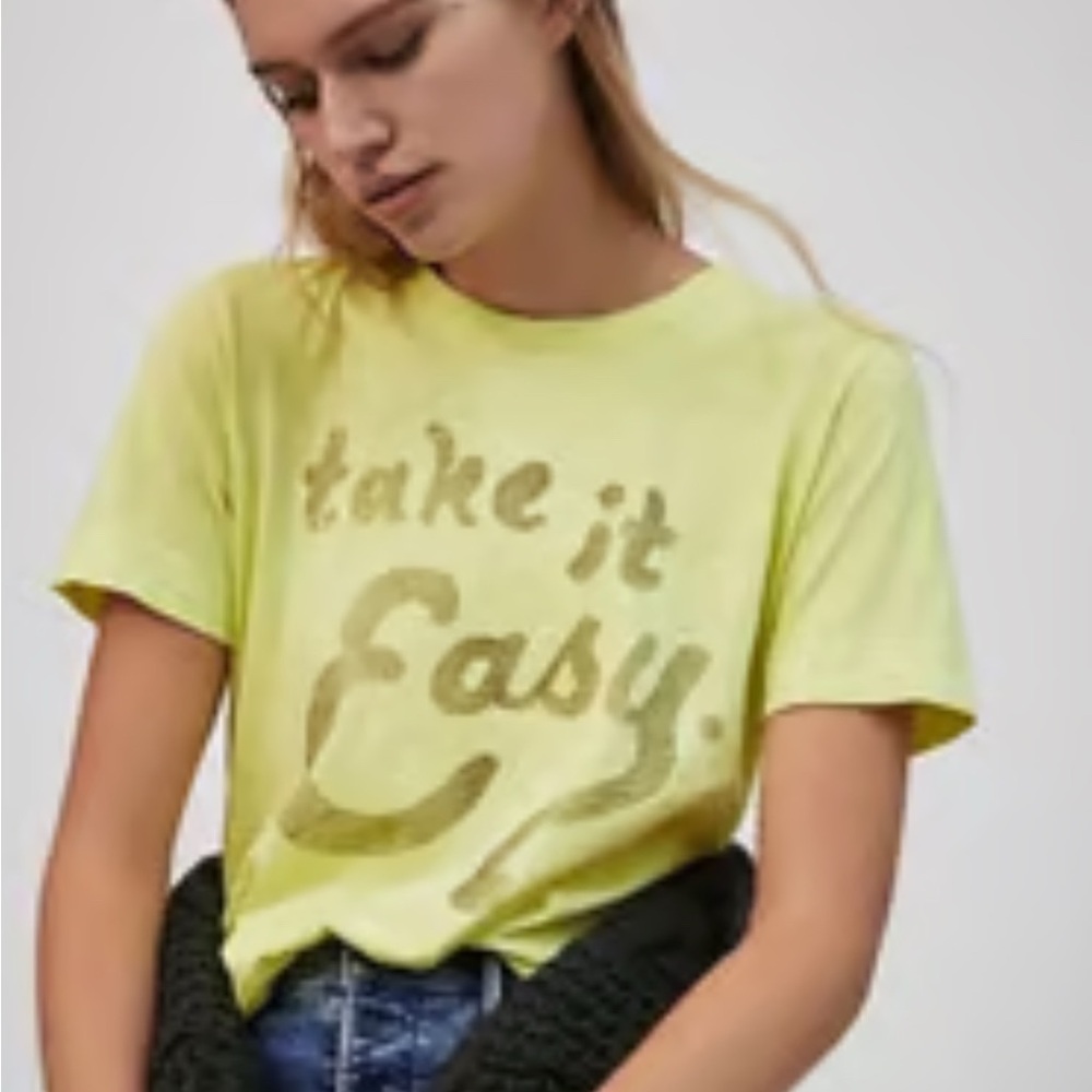 Anthropologie Yellow Graphic Tee